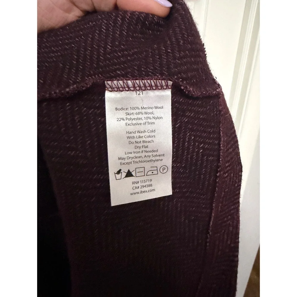 Ibex Merino Wool Sleeveless‎ Dress Burgundy Herringbone Colorblock Pleated Small